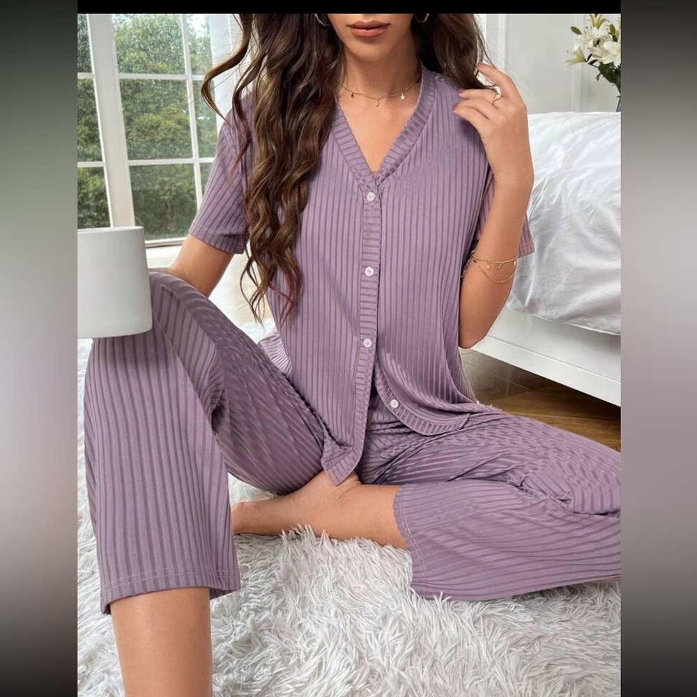 Lavender Button-Up Lounge Set